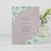 Mint Rose Botanical Romance Wedding Kaart (Staand voorkant)
