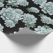 Mint Rosette Succulents Herhaal Afdrukken op zwart Cadeaupapier (Hoek)