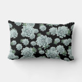 Mint Rosette Succulents Herhaal Afdrukken op zwart Kussen (Achterkant)