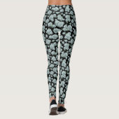 Mint Rosette Succulents Herhaal Afdrukken op zwart Leggings (Achterkant)