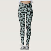 Mint Rosette Succulents Herhaal Afdrukken op zwart Leggings (Voorkant)