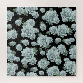 Mint Rosette Succulents Herhaal Afdrukken op zwart Legpuzzel (Verticaal)