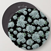Mint Rosette Succulents Herhaal Afdrukken op zwart Ronde Button 6,0 Cm (Voorkant /achterkant)