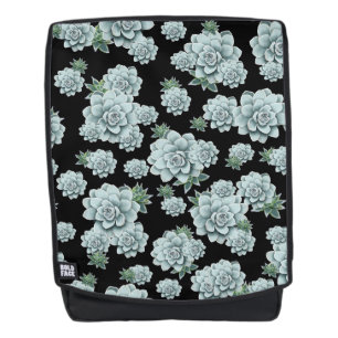Mint Rosette Succulents Herhaal Afdrukken op zwart Rugtassen