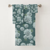 Mint Rosette Succulents Herhaalt Afdruk op Pine Gr Bad Handdoek (Insitu)