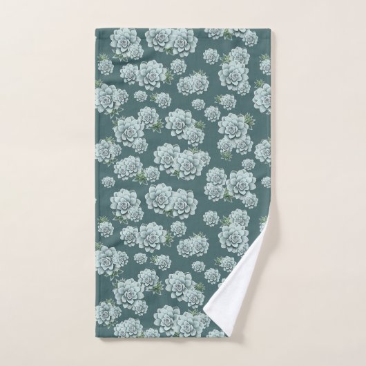 Mint Rosette Succulents Herhaalt Afdruk op Pine Gr Bad Handdoek (Handdoek)
