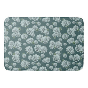 Mint Rosette Succulents Herhaalt Afdruk op Pine Gr Badmat