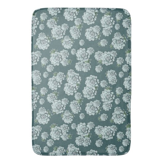 Mint Rosette Succulents Herhaalt Afdruk op Pine Gr Badmat (Voorkant Verticaal)