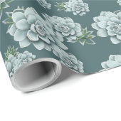 Mint Rosette Succulents Herhaalt Afdruk op Pine Gr Cadeaupapier (Rol Hoek)