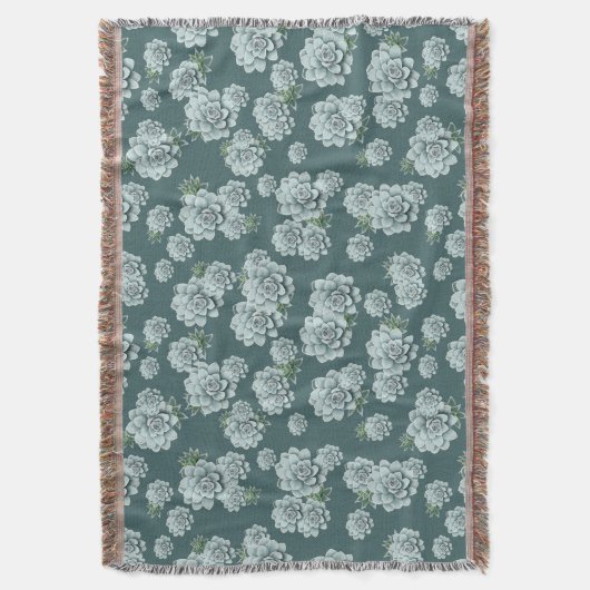 Mint Rosette Succulents Herhaalt Afdruk op Pine Gr Deken (Voorkant Verticaal)