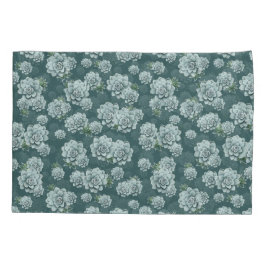 Mint Rosette Succulents Herhaalt Afdruk op Pine Gr Kussensloop