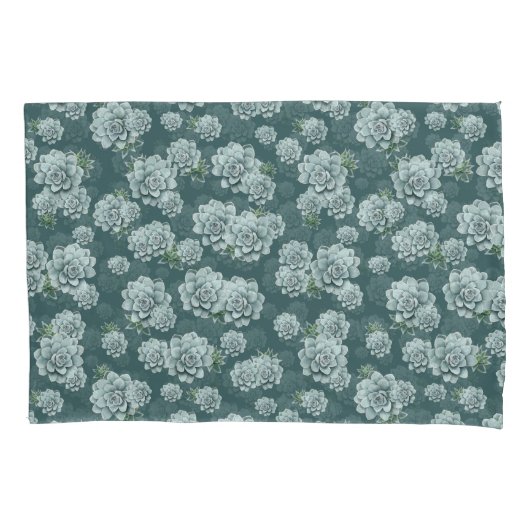Mint Rosette Succulents Herhaalt Afdruk op Pine Gr Kussensloop (Voorkant)