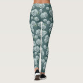 Mint Rosette Succulents Herhaalt Afdruk op Pine Gr Leggings (Achterkant)