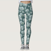 Mint Rosette Succulents Herhaalt Afdruk op Pine Gr Leggings (Voorkant)