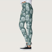 Mint Rosette Succulents Herhaalt Afdruk op Pine Gr Leggings (Links)