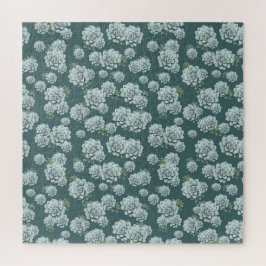Mint Rosette Succulents Herhaalt Afdruk op Pine Gr Legpuzzel