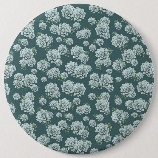 Mint Rosette Succulents Herhaalt Afdruk op Pine Gr Ronde Button 6,0 Cm (Voorkant)
