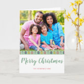 Mint roze Blauwgroen kerstpatroon vakantiefoto Kaart (Gele Bloem)