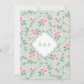 Mint Roze Bloemen Wit Kant Lijst Moslim Bruiloft Kaart (Achterkant)