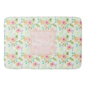 Mint roze bloemenchic badmat (Voorkant)