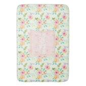 Mint roze bloemenchic badmat (Voorkant Verticaal)