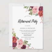 Mint & Roze Blush Floral Retirement Party Invite Kaart (Voorkant)