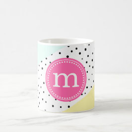 Mint, roze en geel zomermonogram op maat koffiemok