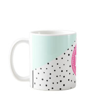 Mint, roze en geel zomermonogram op maat