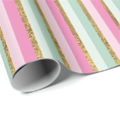 Mint-roze en goudoliesnijpen cadeaupapier (Rol Hoek)