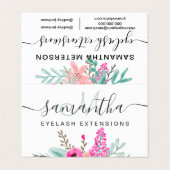 Mint roze florale waterverf oognazorg visitekaartje (Buitenkant ongevouwen)