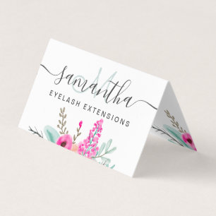 Mint roze florale waterverf oognazorg visitekaartje