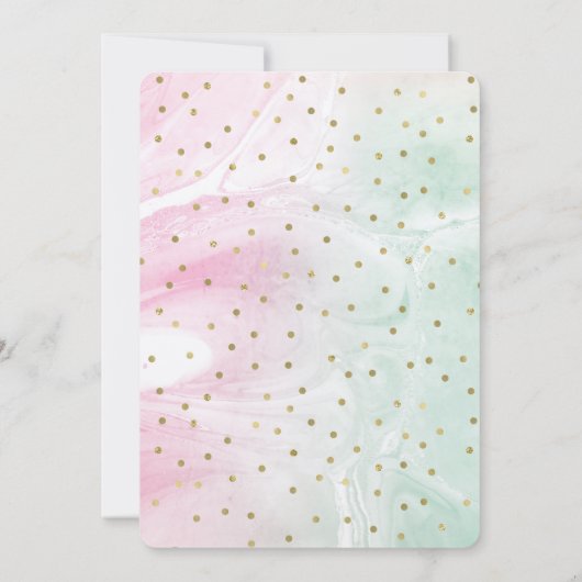 Mint Roze Goud Ombre Confetti Verjaardag Kaart (Achterkant)