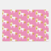 Mint Roze Goud Witte Eenhoorn Verjaardag Inpakpapier Vel (Voorkant 3)