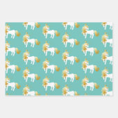 Mint Roze Goud Witte Eenhoorn Verjaardag Inpakpapier Vel (Voorkant)