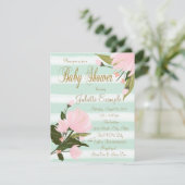 Mint Roze Gouden Baby Shower Uitnodigingen (Staand voorkant)