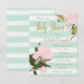 Mint Roze Gouden Baby Shower Uitnodigingen (Voorkant / Achterkant)