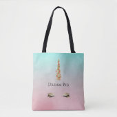 Mint Roze Gouden Sparkle Glam Eenhoorn Lichten Tote Bag (Voorkant)