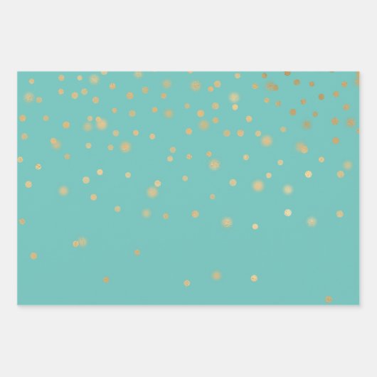 Mint Roze Grijs Goud Confetti Inpakpapier Vel (Voorkant)