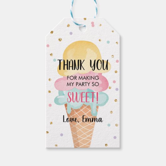 Mint Roze Ice Cream Confetti Dank u Labels Cadeaulabel (Voorkant)