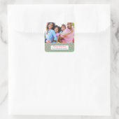 Mint roze kerst snoep vakantie foto vierkante sticker (Tas)