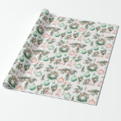 Mint roze kerstversieringen cadeaupapier (Uitgerold)