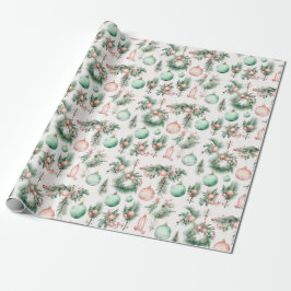 Mint roze kerstversieringen cadeaupapier