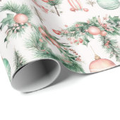 Mint roze kerstversieringen cadeaupapier (Rol Hoek)