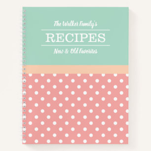 Mint & Roze Polka Dot Recept Notitieboek