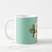  Mint Roze Rose Bloemen Goud Glitter Koffiemok (Links)