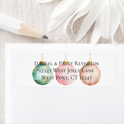 Mint Roze Rose Gouden Kerst Ornamenten Etiket (Insitu)