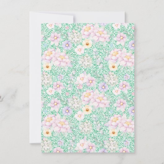 Mint Roze Schattigee Eenhoorn Verjaardagsfeestje U Kaart (Achterkant)