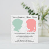 Mint & Roze Victoriaans Silhouette Gender onthulli Kaart (Staand voorkant)