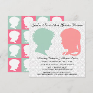 Mint & Roze Victoriaans Silhouette Gender onthulli Kaart