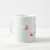 Mint Roze Vlinders Schoonheid Is In Koffiemok (Voorkant links)